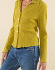 Becca Collared Button Down Textured Knit Shirt