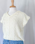 Vintage Textured Knit Top in Ivory | Size M/L