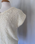 Vintage Textured Knit Top in Ivory | Size M/L