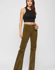 Olive High Rise Corduroy Flare