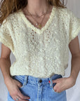 Vintage Textured Knit Top in Ivory | Size M/L