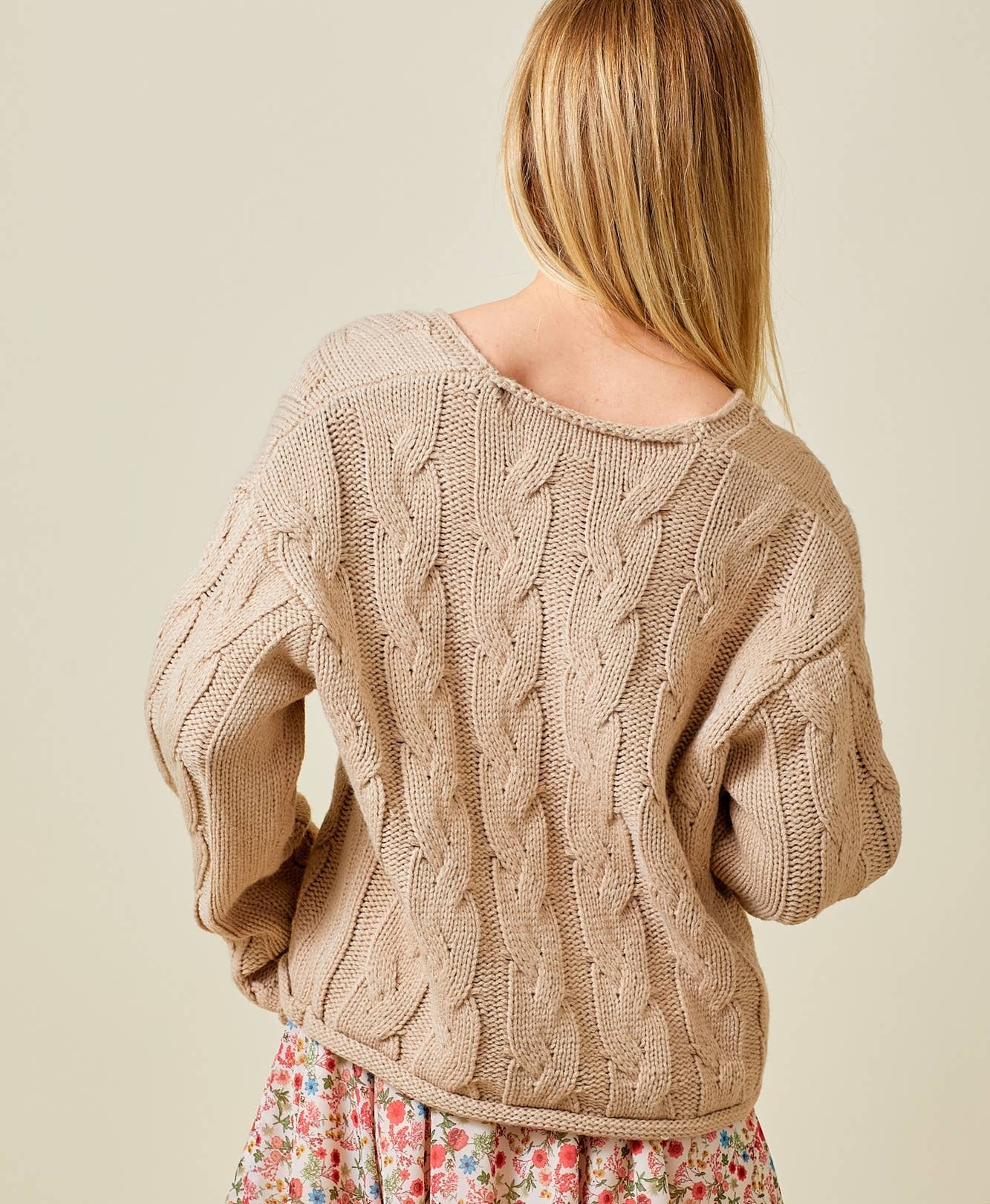 Taupe Cable Knit Sweater