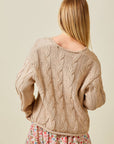 Taupe Cable Knit Sweater