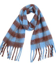 Soft Chunky Gingham Fleece Scarf with Tassel