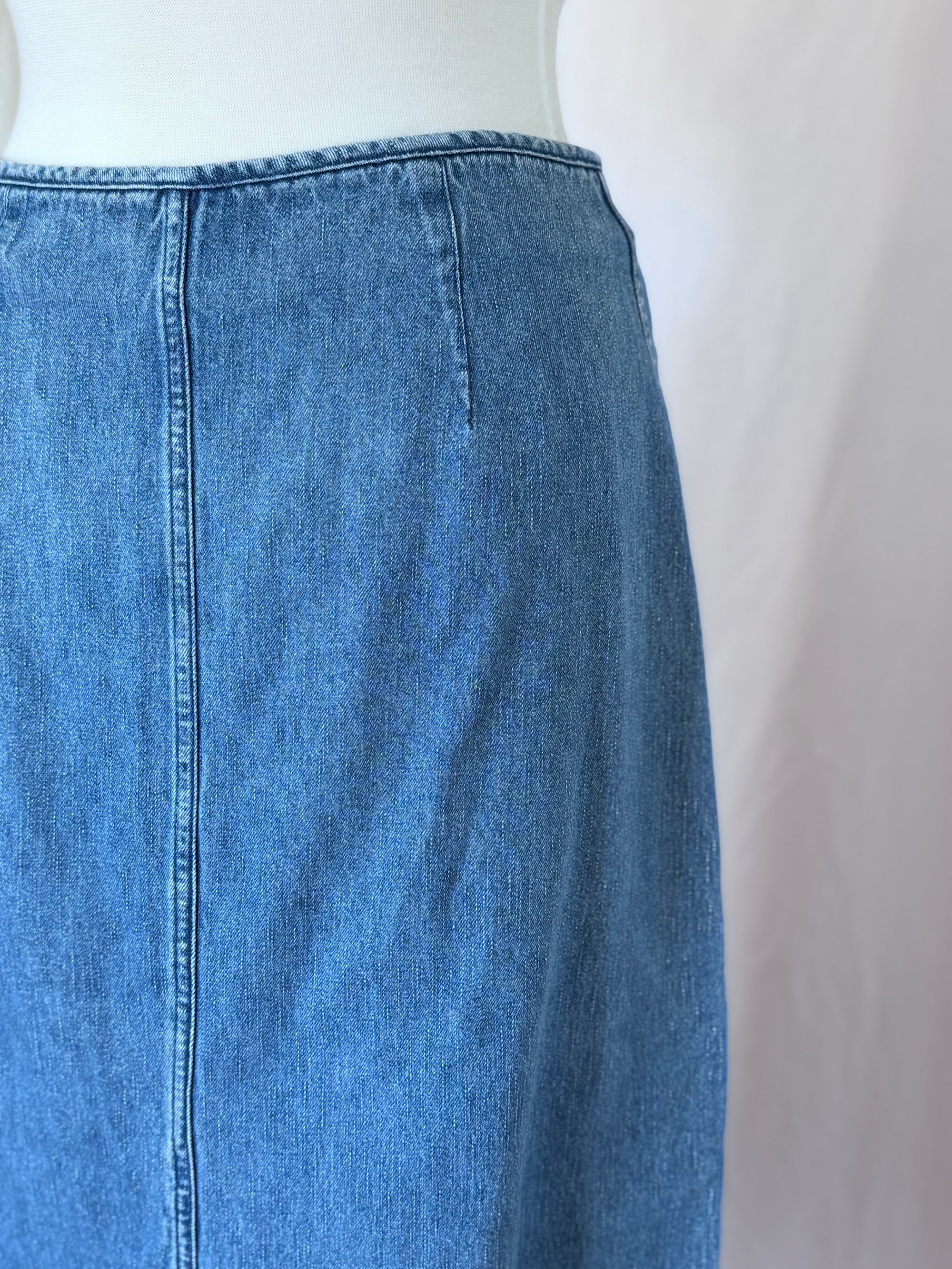 Vintage Denim Midi Skirt | Size 10