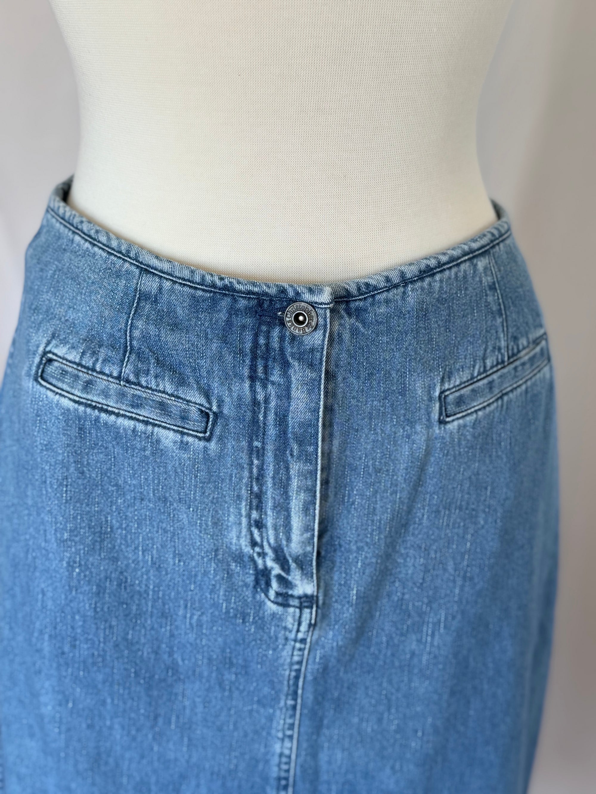 Vintage Denim Midi Skirt | Size 10