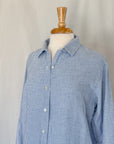 Vintage Blue Gingham Linen Button-Down | Size M