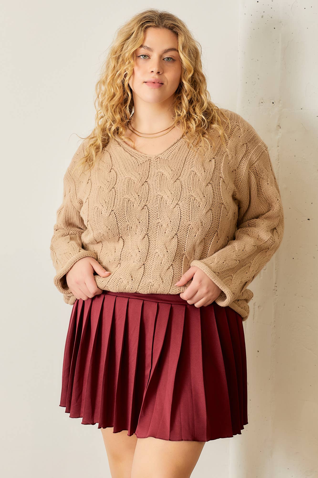 Taupe Cable Knit Sweater