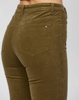 Olive High Rise Corduroy Flare