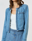 Stacy Blazer | Braided Open Front Denim Blazer