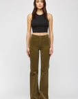 Olive High Rise Corduroy Flare