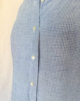 Vintage Blue Gingham Linen Button-Down | Size M