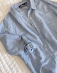 Vintage Blue Gingham Linen Button-Down | Size M