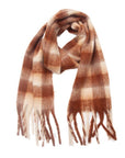 Soft Chunky Gingham Fleece Scarf with Tassel