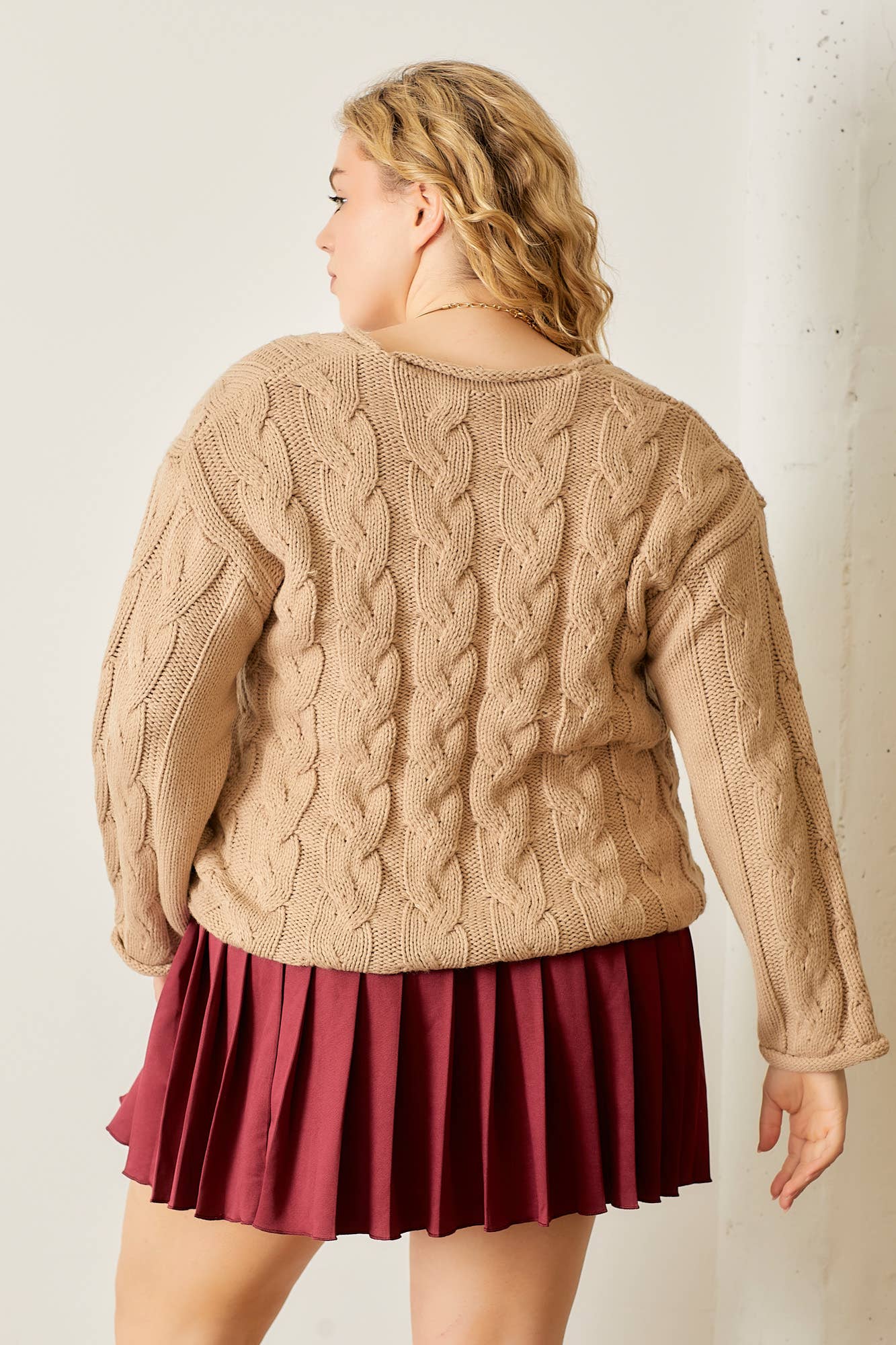 Taupe Cable Knit Sweater