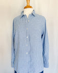 Vintage Blue Gingham Linen Button-Down | Size M