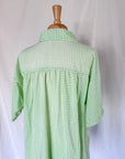 Vintage Short Sleeve Green Gingham Button-Up Top | Plus Size