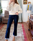 Blue Striped Henley Sweater