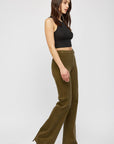 Olive High Rise Corduroy Flare