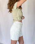 White Denim High-Waisted Shorts | New