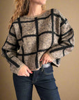 Cropped Grid Sweater