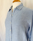 Vintage Blue Gingham Linen Button-Down | Size M