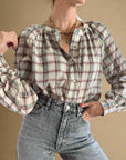 Kate Plaid Button Up Blouse