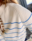 Blue Striped Henley Sweater