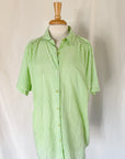 Vintage Short Sleeve Green Gingham Button-Up Top | Plus Size