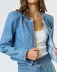 Stacy Blazer | Braided Open Front Denim Blazer