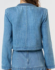 Stacy Blazer | Braided Open Front Denim Blazer