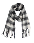 Soft Chunky Gingham Fleece Scarf with Tassel