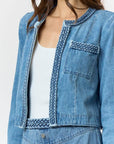 Stacy Blazer | Braided Open Front Denim Blazer