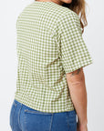 Winona Wrap Top Sage Gingham