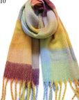 Chunky Plaid Multi Color Brushed Scarf