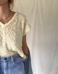 Vintage Textured Knit Top in Ivory | Size M/L